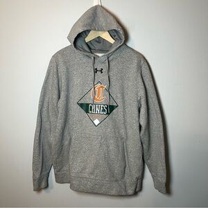 Miami Hurricanes CANES Baseball Under Armour Hoodie Men’s M Gray Sweatshirt